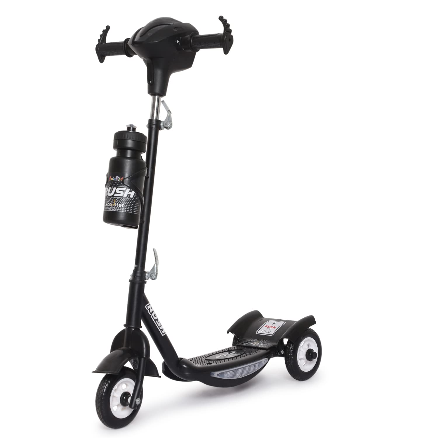 Sleek black Fun Ride Kids Kick Scooter from U Smile Toys, designed for stability and fun, ideal for young riders www.usmile.toys